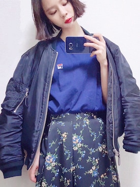 「CLANE（クラネ）のアイテム（MA-1）」を使った、ARISAさん（レディース・157cm）の春コーディネート