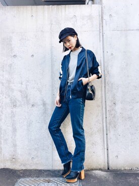 「MOUSSY（マウジー）のWOODEN HEEL BOOTS（ブーツ）」を使った、ARISAさん（レディース・157cm）の秋コーディネート