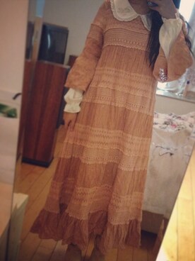 「AS KNOW AS de base（アズノゥアズドゥバズ）のone peace（ワンピース、ピンク系）」を使った、rokonanaさん（レディース・159cm）の冬コーディネート