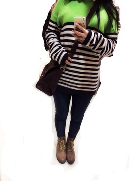 「ZARA（ザラ）のzara（スウェット、グリーン系）」を使った、rokonanaさん（レディース・159cm）の冬コーディネート