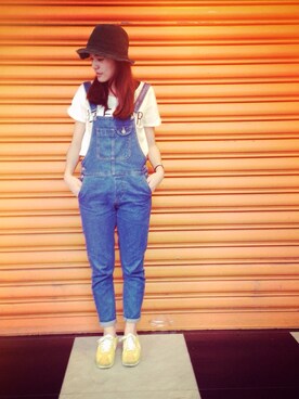 「MEIER.Q（マイヤーキュー）のアイテム（オールインワン・サロペット）」を使った、Rouさん（レディース・161cm）の夏コーディネート
