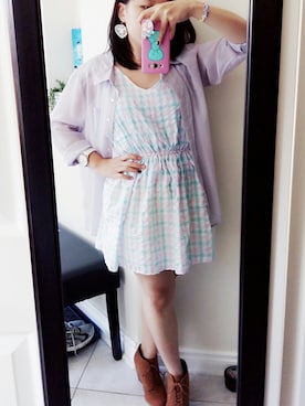 「school」｜「アイテム（ワンピース/ドレス）」を使った、Lydia 🌼 靖琳さん（レディース・153cm）の秋コーディネート