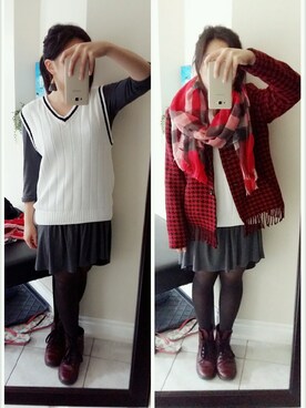 「school」｜「アイテム（ワンピース/ドレス）」を使った、Lydia 🌼 靖琳さん（レディース・153cm）の秋コーディネート