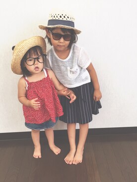 「アイテム（キャミソール、レッド系）」を使った、ha7さん（キッズ・100cm）の秋コーディネート