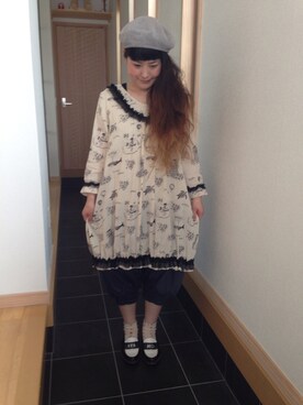 「FRAPBOIS（フラボア）のアロハフラ（ワンピース、ブラック系）」を使った、めぐみさん（レディース・151cm）の春コーディネート
