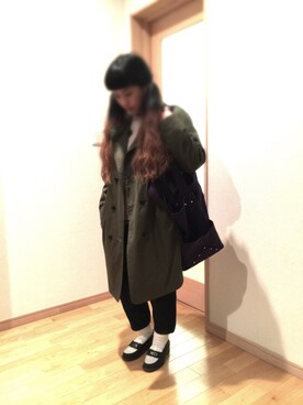 「ロングヘア」｜「アイテム（トレンチコート）」を使った、めぐみさん（レディース・151cm）の春コーディネート