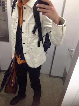 「アイテム（カーディガン/ボレロ、ブルー系）」を使った、mathさん（メンズ・180cm）の春コーディネート