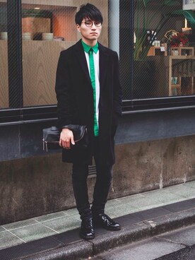 「streetsnap」｜「アイテム（チェスターコート）」を使った、baaaanさん（メンズ・174cm）の冬コーディネート