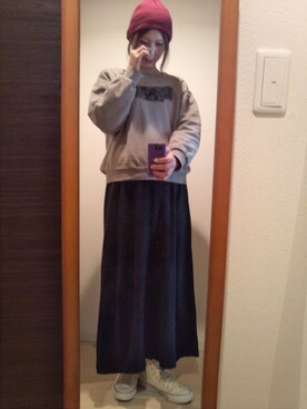 「バレンタインデートスタイル」｜「アイテム（ライダースジャケット）」を使った、haconaさん（レディース・169cm）の冬コーディネート