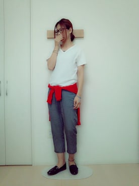 「腰巻きスタイル」｜「アイテム（つなぎ/オールインワン）」を使った、haconaさん（レディース・169cm）の春コーディネート