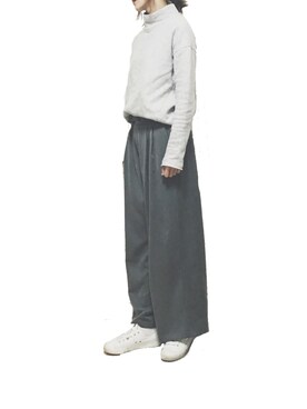 「グレーコーデ」｜「アイテム（ライダースジャケット）」を使った、haconaさん（レディース・169cm）の冬コーディネート