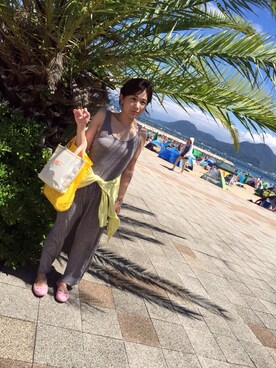 「w closet（ダブルクローゼット）のアイテム（ワンピース、グレー系）」を使った、tarakichiさん（レディース・160cm）の夏コーディネート
