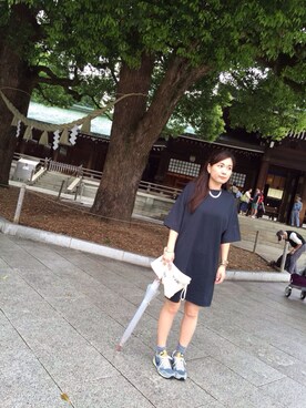 「KBF（ケイビーエフ）のアイテム（ワンピース、ブルー系）」を使った、tarakichiさん（レディース・160cm）の夏コーディネート