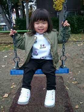 「ZARA KIDSのアイテム（ブルゾン）」を使った、NANAさん（キッズ・80cm）の秋コーディネート