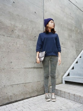 「STYLE DELI（スタイルデリ）のアイテム（スウェット）」を使った、STYELEDELIさん（レディース・158cm）の秋コーディネート