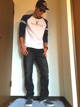 「challenger」｜「アイテム（アクセサリー）」を使った、たけまるさん（メンズ・184cm）の夏コーディネート