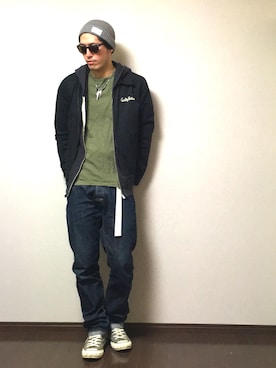 「ROUGH and RUGGED（ラフアンドラゲッド）のアイテム（帽子）」を使った、たけまるさん（メンズ・184cm）の秋コーディネート