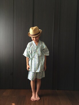 「アイテム（浴衣、グリーン系）」を使った、さとうさん（キッズ・120cm）の夏コーディネート