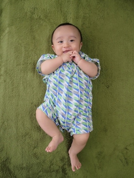 「アイテム（浴衣、グリーン系）」を使った、さとうさん（キッズ・120cm）の夏コーディネート