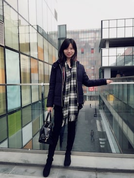 「sandro（サンドロ）のアイテム（ダウンジャケット/コート）」を使った、o0长婧兔Ooさん（レディース・165cm）の冬コーディネート