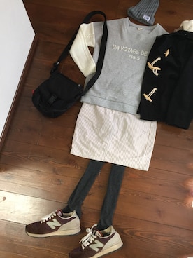 「ヒッコリー」｜「アイテム（ダッフルコート）」を使った、kikiさん（レディース・155cm）の冬コーディネート