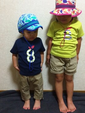 「BEADYGEM（ビーディージェム）のアイテム（帽子）」を使った、Ruiさん（キッズ・80cm）の夏コーディネート