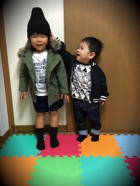 「ROSE BUD MINI（ローズ バッド ミニ）のアイテム」を使った、Ruiさん（キッズ・80cm）の秋コーディネート