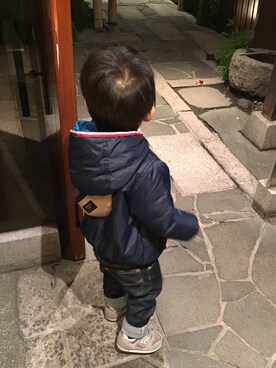 「息子」｜「アイテム（ダウンジャケット/コート）」を使った、Ruiさん（キッズ・80cm）の冬コーディネート