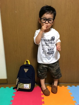 「息子」｜「アイテム（モカシン/デッキシューズ）」を使った、Ruiさん（キッズ・80cm）の夏コーディネート