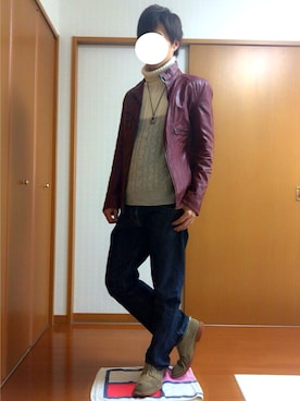「SCHLUSSEL（シュリセル）のアイテム（ライダースジャケット）」を使った、reiさん（メンズ・176cm）の秋コーディネート