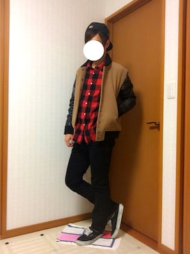 「SPINNS（スピンズ）のアイテム（スタジャン）」を使った、reiさん（メンズ・176cm）の秋コーディネート