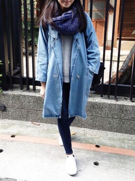 「SUPERGA（スペルガ）のアイテム（シューズ）」を使った、Cindyさん（レディース・173cm）の冬コーディネート
