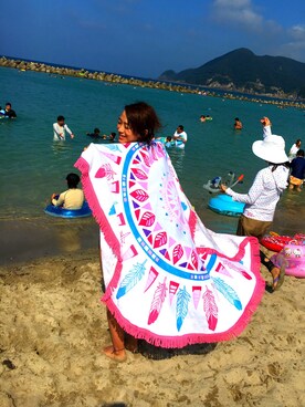 「ビーチタオル」｜しーまっさん（レディース・158cm）の夏コーディネート