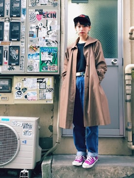 「アイテム（ステンカラーコート）」を使った、うたまるさん（レディース・166cm・10代）の秋コーディネート