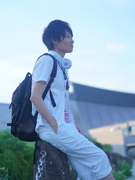 「STUDIOUS（ステュディオス）のアイテム（バッグ）」を使った、Ryoさん（メンズ・168cm）の夏コーディネート