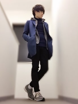 「STUDIOUS（ステュディオス）のアイテム（チェスターコート）」を使った、Ryoさん（メンズ・168cm）の冬コーディネート