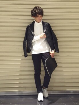 「STUDIOUS（ステュディオス）のアイテム（ライダースジャケット）」を使った、Ryoさん（メンズ・168cm）の夏コーディネート