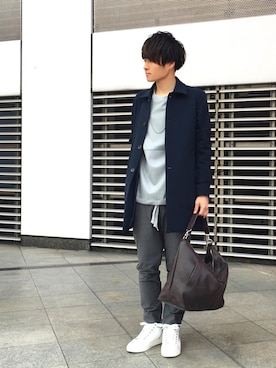 「STUDIOUS（ステュディオス）のアイテム（バッグ）」を使った、Ryoさん（メンズ・168cm）の冬コーディネート