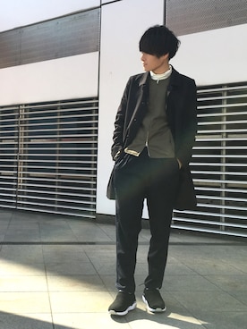 「FACTOTUM（ファクトタム）のアイテム（ステンカラーコート）」を使った、Ryoさん（メンズ・168cm）の春コーディネート