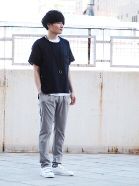 「アイテム（バングル/リストバンド）」を使った、Ryoさん（メンズ・168cm・20代）の春コーディネート