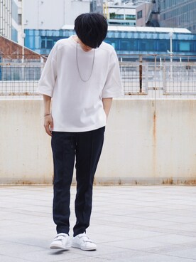ネックレスを使った 白tシャツ のメンズ人気ファッションコーディネート 地域 韓国 Wear