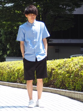 Ryoさんの「【ZOZO限定】 STUDIOUS オーガニックコットンカラーオックス半袖シャツ -made in japan- 」を使ったコーディネート