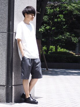 「STUDIOUS（ステュディオス）のアイテム（シューズ）」を使った、Ryoさん（メンズ・168cm）の夏コーディネート