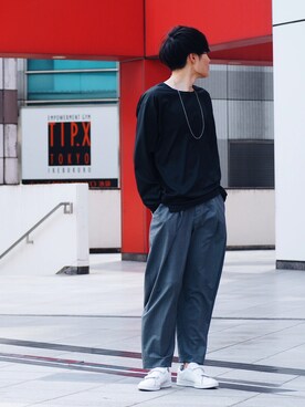 「STUDIOUS（ステュディオス）のアイテム（スラックス）」を使った、Ryoさん（メンズ・168cm）の夏コーディネート