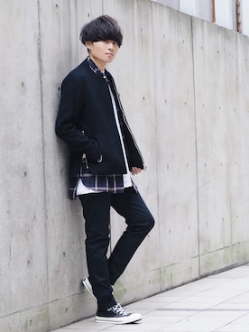 「STUDIOUS（ステュディオス）のアイテム（ブルゾン）」を使った、Ryoさん（メンズ・168cm）の秋コーディネート
