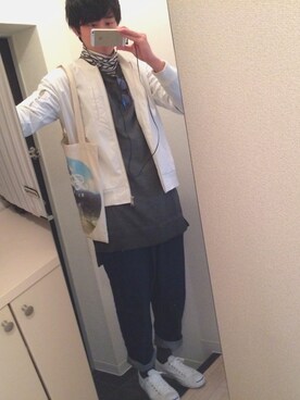 「H&M（エイチ・アンド・エム）のアイテム（トートバッグ）」を使った、shuntaさん（メンズ・176cm）の春コーディネート