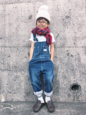 「アイテム（ニットキャップ/ビーニー）」を使った、Amatonさん（キッズ・110cm）の秋コーディネート