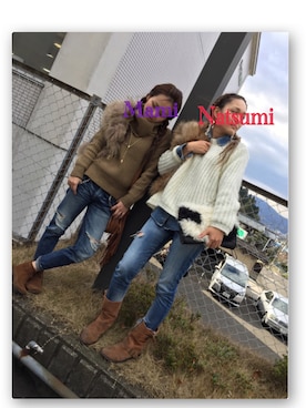 「Ungrid（アングリッド）のフレイドヘムストスリ（デニムパンツ）」を使った、natsu_1119さん（レディース・163cm）の冬コーディネート