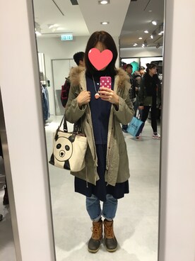 「アイテム（ワンピース/ドレス、ブルー系）」を使った、waiysiuさん（レディース・164cm）の冬コーディネート