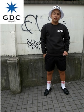 「GDC（ジーディーシー）のアイテム（帽子）」を使った、GDC LOGISTICS－SHOHEIさん（メンズ・178cm）の夏コーディネート